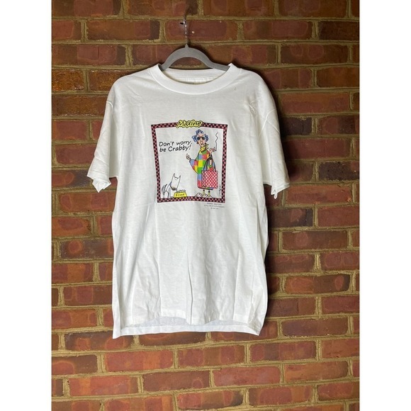 Vintage 80s Maxine Comic Don't Worry Be Crabby white T-shirt - Picture 1 of 6